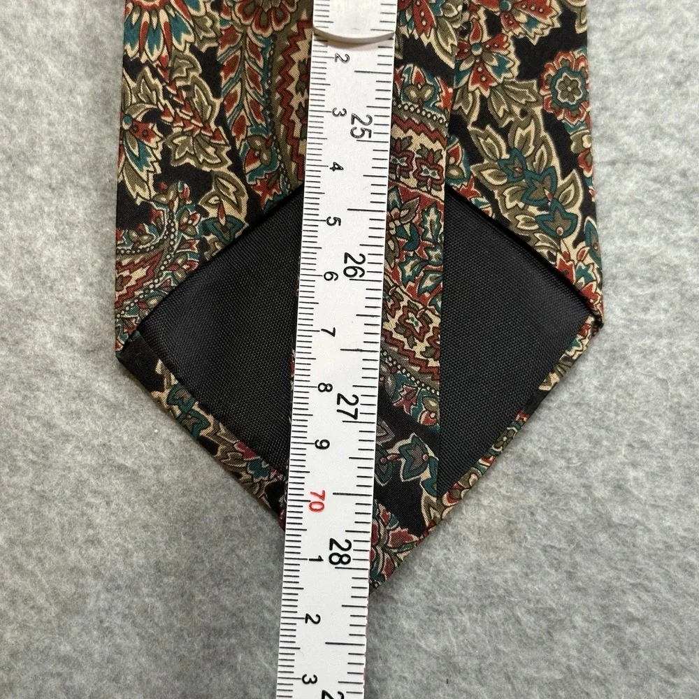Aquascutum London All Silk Paisley Floral Necktie Vintage Hand Finished 56x3.5in